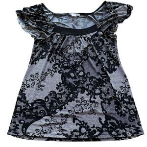 Vintage Womens Blouse Large Black White Romantic Ruffle Fairycore Y2K